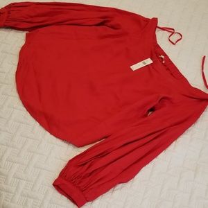 Anthropologie Floreat Mazza Red Top